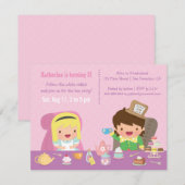 Cute Alice in Wonderland Tea Party Birthday Party Kaart (Voorkant / Achterkant)