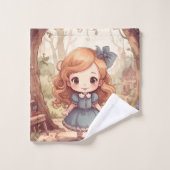 Cute Alice in Wonderland Whimsical Woodland Art Bad Handdoek (Wasdoekje)
