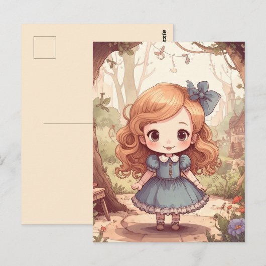 Cute Alice in Wonderland Whimsical Woodland Art Briefkaart (Voorkant / Achterkant)