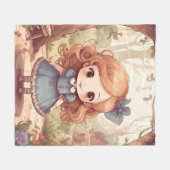 Cute Alice in Wonderland Whimsical Woodland Art Fleece Deken (Voorkant (Horizontaal))