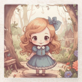 Cute Alice in Wonderland Whimsical Woodland Art Glazen Onderzetter