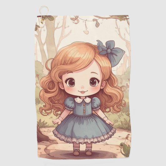 Cute Alice in Wonderland Whimsical Woodland Art Golfhanddoek (Voorkant)