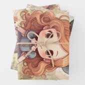 Cute Alice in Wonderland Whimsical Woodland Art Inpakpapier Vel (In situ)