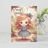 Cute Alice in Wonderland Whimsical Woodland Art Kaart (Staand voorkant)