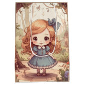Cute Alice in Wonderland Whimsical Woodland Art Medium Cadeauzakje (Achterkant)