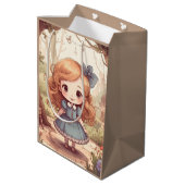 Cute Alice in Wonderland Whimsical Woodland Art Medium Cadeauzakje (Achterkant Gekanteld)