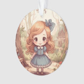 Cute Alice in Wonderland Whimsical Woodland Art Ornament (voorkant)