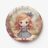 Cute Alice in Wonderland Whimsical Woodland Art Papieren Bordje (Voorkant)