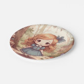 Cute Alice in Wonderland Whimsical Woodland Art Papieren Bordje (Gekanteld)