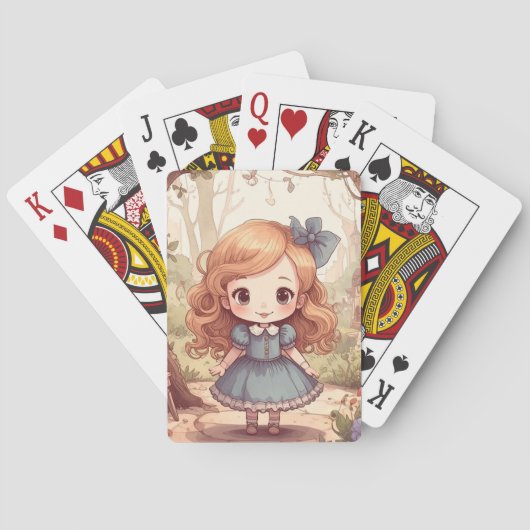 Cute Alice in Wonderland Whimsical Woodland Art Pokerkaarten (Achterkant)