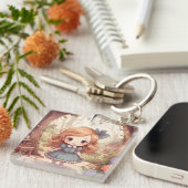 Cute Alice in Wonderland Whimsical Woodland Art Sleutelhanger (Voorkant Rechts)