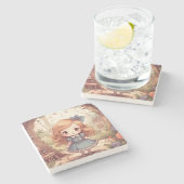 Cute Alice in Wonderland Whimsical Woodland Art Stenen Onderzetter (Zijkant)