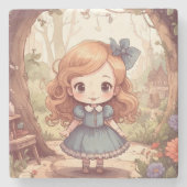 Cute Alice in Wonderland Whimsical Woodland Art Stenen Onderzetter (Voorkant)