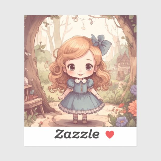 Cute Alice in Wonderland Whimsical Woodland Art Sticker (Vel)