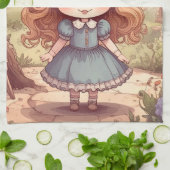 Cute Alice in Wonderland Whimsical Woodland Art Theedoek (Gevouwen)