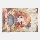 Cute Alice in Wonderland Whimsical Woodland Art Theedoek (Horizontaal)