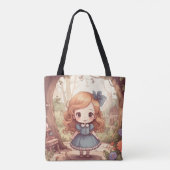 Cute Alice in Wonderland Whimsical Woodland Art Tote Bag (Achterkant)