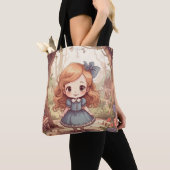 Cute Alice in Wonderland Whimsical Woodland Art Tote Bag (Dichtbij)