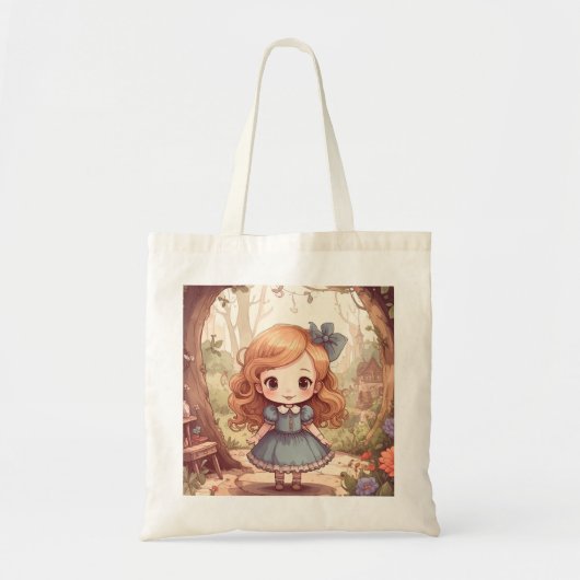 Cute Alice in Wonderland Whimsical Woodland Art Tote Bag (Voorkant)