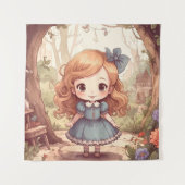 Cute Alice in Wonderland Whimsical Woodland Art Wandkleed (Voorkant)