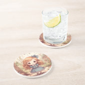 Cute Alice in Wonderland Whimsical Woodland Art Zandsteen Onderzetter (Zijkant)