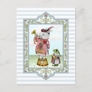Cute Alice in Wonderland White Rabbit Easter Art Briefkaart