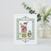 Cute Alice in Wonderland White Rabbit Easter Art Briefkaart (Staand voorkant)