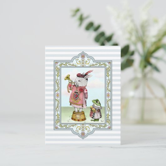 Cute Alice in Wonderland White Rabbit Easter Art Briefkaart (Staand voorkant)