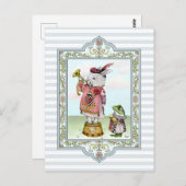 Cute Alice in Wonderland White Rabbit Easter Art Briefkaart (Voorkant / Achterkant)