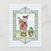 Cute Alice in Wonderland White Rabbit Easter Art Briefkaart (Voorkant)