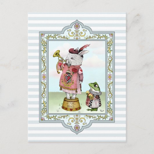 Cute Alice in Wonderland White Rabbit Easter Art Briefkaart (Voorkant)