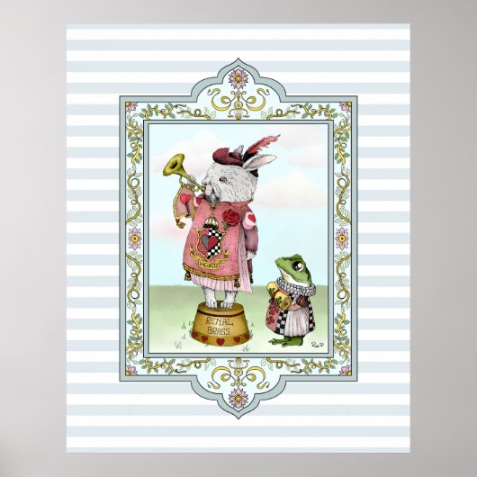Cute Alice in Wonderland White Rabbit Easter Art Poster (Voorkant)