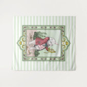 Cute Alice in Wonderland White Rabbit "Ik ben te l Wandkleed (Voorkant (horizontaal))