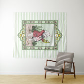 Cute Alice in Wonderland White Rabbit "Ik ben te l Wandkleed (In Situ (horizontaal))