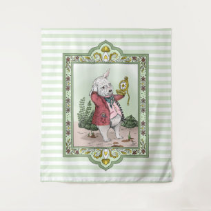 Cute Alice in Wonderland White Rabbit "Ik ben te l Wandkleed