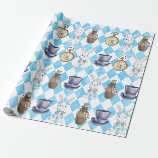 Cute Alice in Wonderland Wrapping Paper Cadeaupapier (Uitgerold)