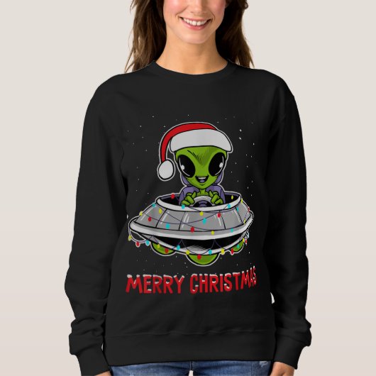 Cute Alien Christmas Tree Lights Xmas Holidays Trui (Voorkant)