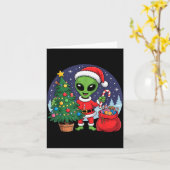 Cute Alien Christmas Tree Lights Xmas Holidays Win Kaart (Gele Bloem)