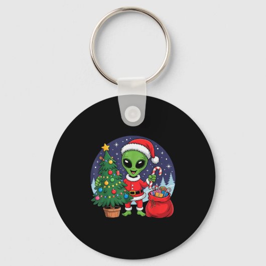 Cute Alien Christmas Tree Lights Xmas Holidays Win Sleutelhanger (Voorkant)