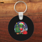 Cute Alien Christmas Tree Lights Xmas Holidays Win Sleutelhanger (Voorkant)