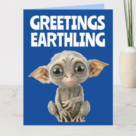 CUTE ALIEN FUNNY BIRTHDAY-WENSKAARTEN KAART (Voorkant)