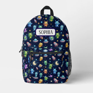 Cute Alien Galaxy Pattern Backpack Bedrukte Rugzak