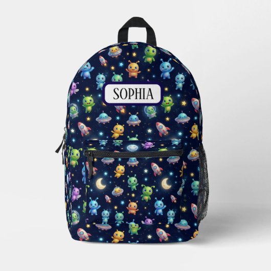 Cute Alien Galaxy Pattern Backpack Bedrukte Rugzak (Voorkant)