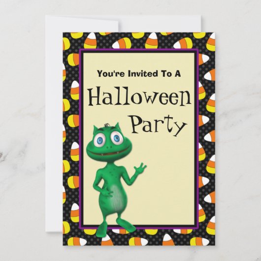Cute Alien Halloween Party Invitations Kaart (Voorkant)