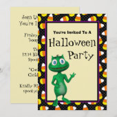 Cute Alien Halloween Party Invitations Kaart (Voorkant / Achterkant)