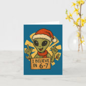 Cute Alien I Believe In 6-7 Christmas Holiday Desi Kaart (Gele Bloem)