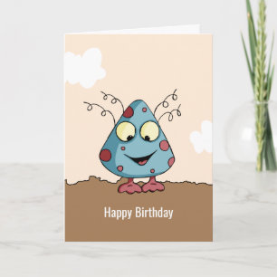 Cute Alien Monster Happy Birthday - persoonlijk Kaart
