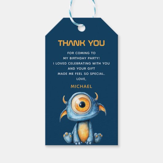 Cute Alien Outer Space 1st Birthday Thank You Cadeaulabel (Voorkant)