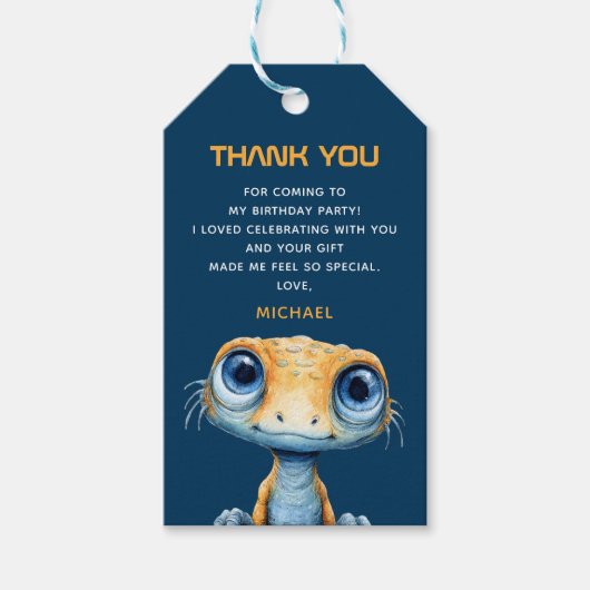 Cute Alien Outer Space UFO 1st Birthday Thank You Cadeaulabel (Voorkant)