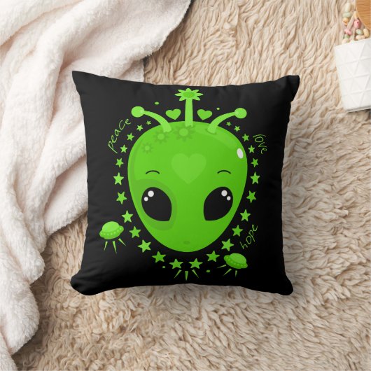 Cute Alien Peace Hope Love Fun Extraterrestrial Kussen (Deken)